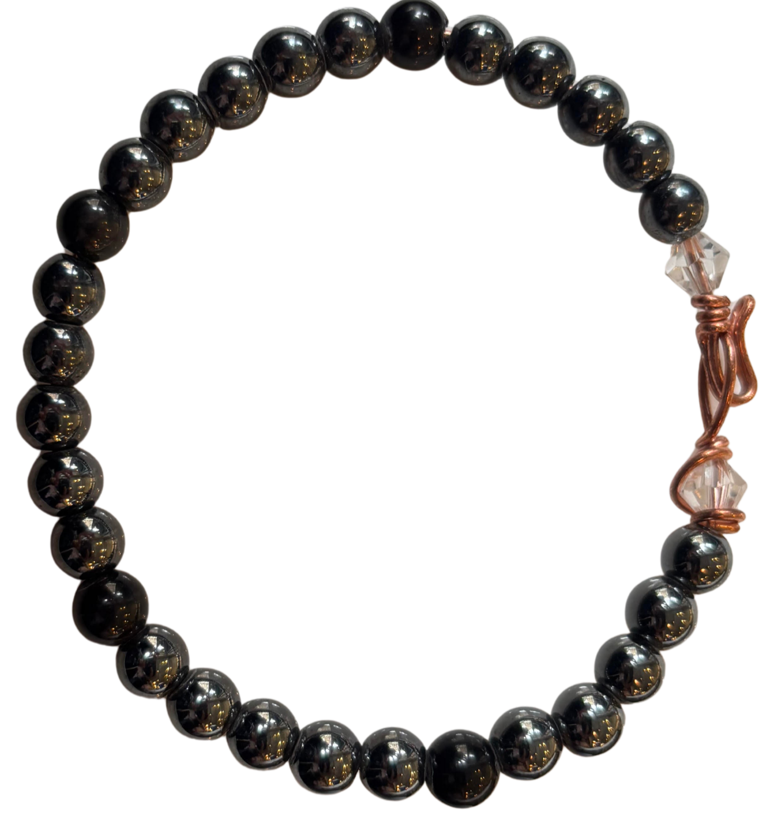 Hematite and Obsidian Copper Bracelet