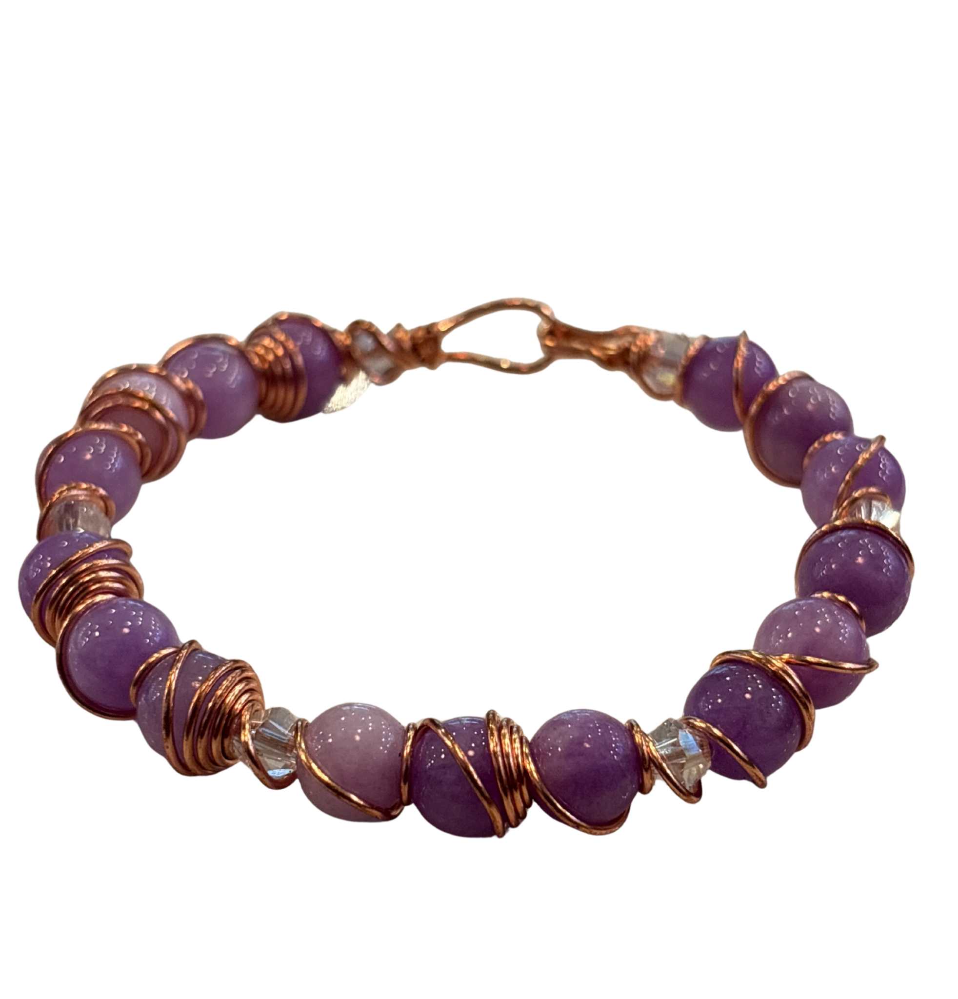 Purple Jadeite Spiral Copper Bracelet