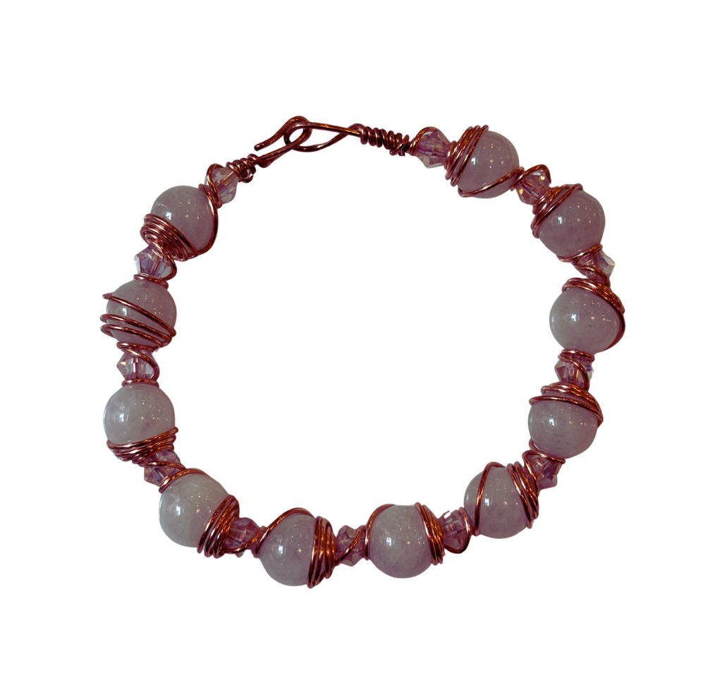 Rose Quartz Copper spiral Bracelet
