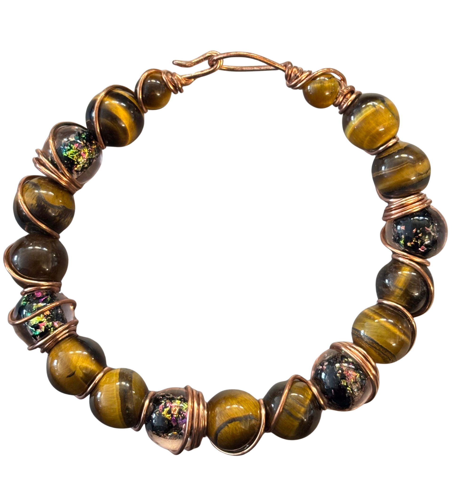 Tiger's Eye Dragon Spiral Copper Bracelet